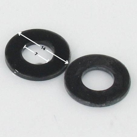 1 x Sluitring plat 7X14X1 Zwart gegalvaniseerd staal