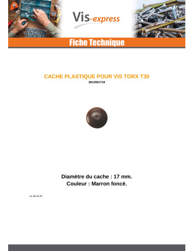 1 x Schroefkopafdekking TORX T30 kopdiameter 17...