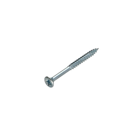 1 x TEKOR houtschroeven gefreesde kop kartel Pozi PZ7 5X70 bedraad op 45 anti-splijtpunt type 17 cut Wit verzinkt staal