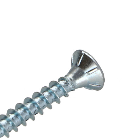 1 x TEKOR houtschroeven gefreesde kop kartel Pozi PZ7 3,5X35 anti-splijtpunt type 17 cut volledige draad Wit verzinkt