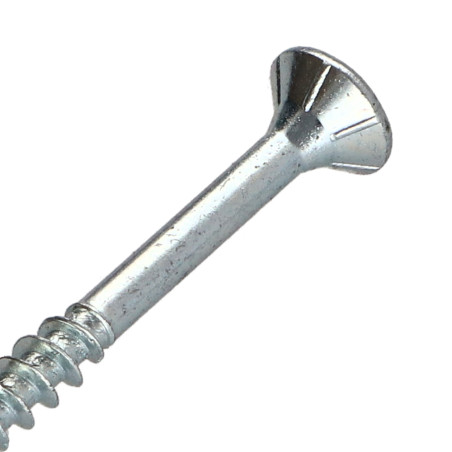 1 x TEKOR houtschroeven gefreesde kop kartel Pozi PZ7 4X50 bedraad op 30 anti-splijtpunt type 17 cut Wit verzinkt staal