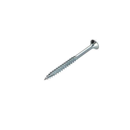 1 x TEKOR houtschroeven gefreesde kop kartel Pozi PZ7 4X60 bedraad op 36 anti-splijtpunt type 17 cut Wit verzinkt staal