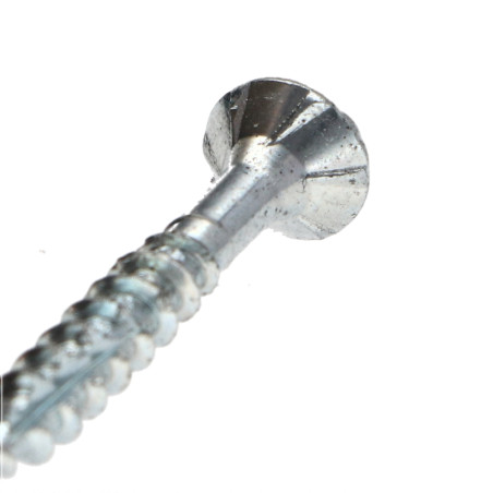 1 x TEKOR houtschroeven gefreesde kop kartel Pozi PZ7 4X25 anti-splijtpunt type 17 cut volledige draad Wit verzinkt staal