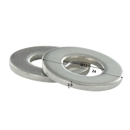 1 x Sluitring plat M12X24X2.5 serie Z (recht) Wit verzinkt staal