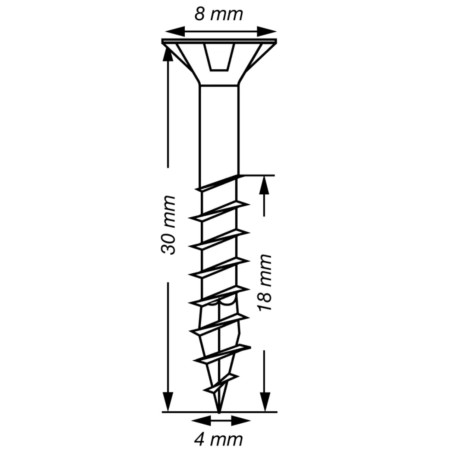 1 x SPAX T-STAR MEER gefreesde kop TORX T20 RVS A2 4X30 bedraad op 18