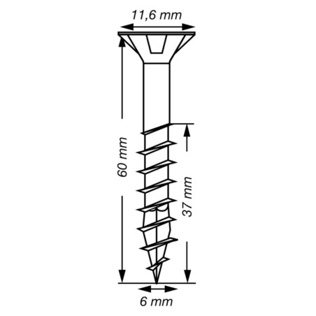 1 x SPAX T-STAR MEER gefreesde kop TORX T30 RVS A2 6X60 bedraad op 37