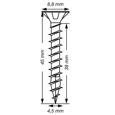 1 x SPAX T-STAR MEER gefreesde kop TORX T20 RVS A2 4,5X45 volledige draad