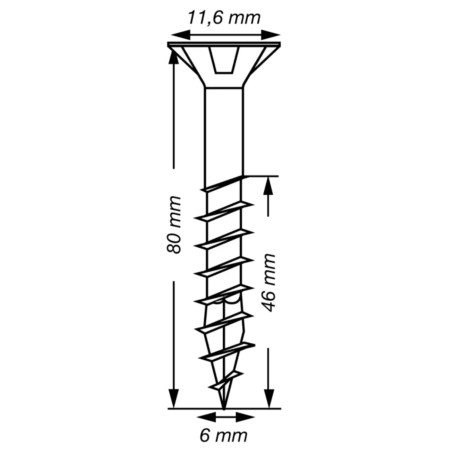 1 x SPAX T-STAR MEER gefreesde kop TORX T30 RVS A2 6X80 bedraad op 46