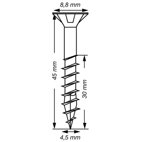 1 x SPAX T-STAR MEER gefreesde kop TORX T20 RVS A2 4,5X45 bedraad op 30