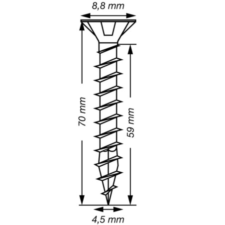 1 x SPAX T-STAR MEER gefreesde kop TORX T20 RVS A2 4,5X70 volledige draad