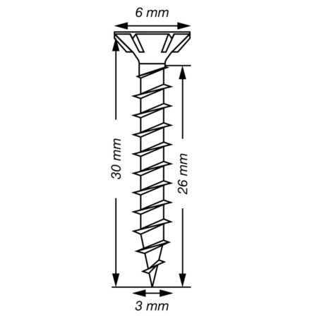 1 x SPAX T-STAR MEER gefreesde kop TORX T10 RVS A2 3x30 volledige draad microschroeven
