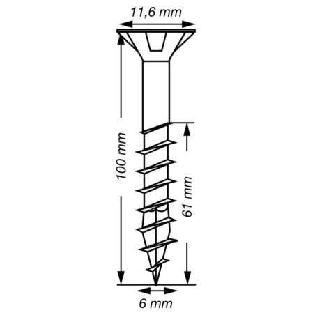 1 x SPAX T-STAR MEER gefreesde kop TORX T30 RVS A2 6X100 bedraad op 61