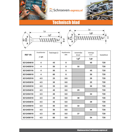 1 x SPAX T-STAR MEER gefreesde kop TORX T40 RVS A2 8X200 bedraad op 80