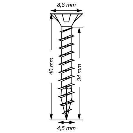 1 x SPAX T-STAR MEER gefreesde kop TORX T20 RVS A2 4,5X40 volledige draad