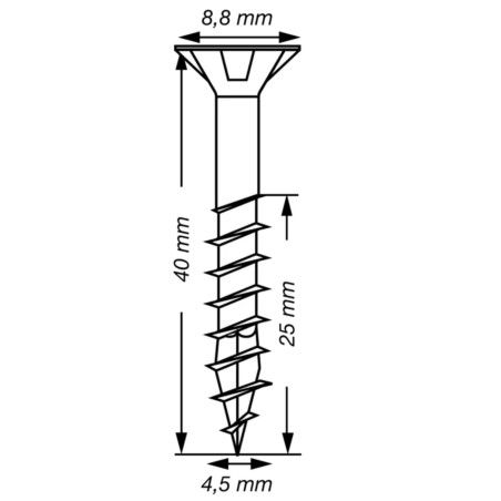 1 x SPAX T-STAR MEER gefreesde kop TORX T20 RVS A2 4,5X40 bedraad op 25