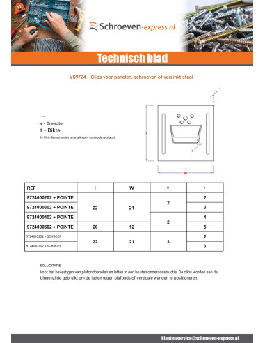 1 x Paneelklemmen nr 3 + Schroeven Wit verzinkt...