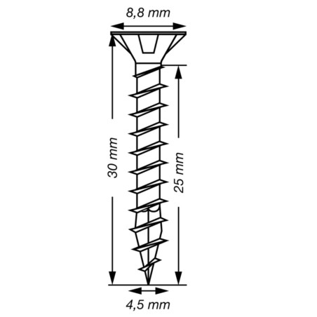 1 x SPAX T-STAR MEER gefreesde kop TORX T20 RVS A2 4,5X30 volledige draad