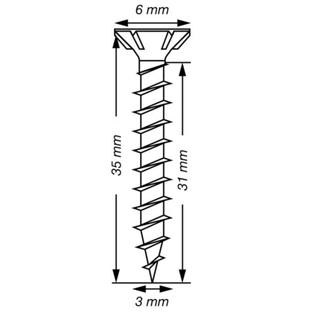 1 x SPAX T-STAR MEER gefreesde kop TORX T10 RVS A2 3X35 volledige draad microschroeven