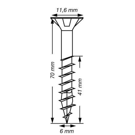 1 x SPAX T-STAR MEER gefreesde kop TORX T30 RVS A2 6X70 bedraad op 41