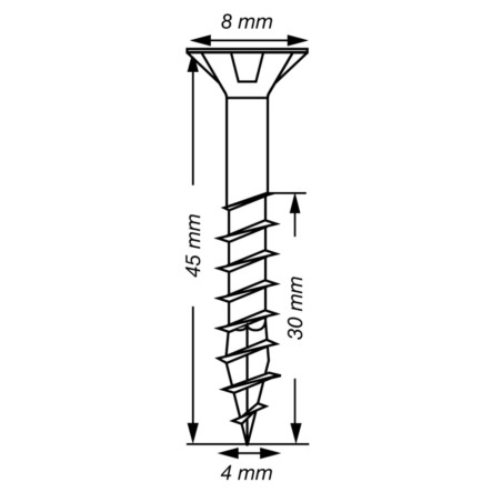 1 x SPAX T-STAR MEER gefreesde kop TORX T20 RVS A2 4X45 bedraad op 30