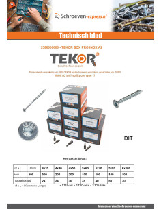 TEKOR PAK PRO 1800 Schroeven gefreesde kop kartel TORX... 2