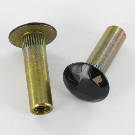 1 x Moer Hulsmoer GEHAMERD 8X28 blindtappend M6 Messing RAL9005 donker zwart
