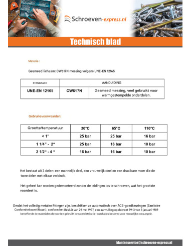 1 x Rechte koppeling 20x27 (3/4") Man / Man...