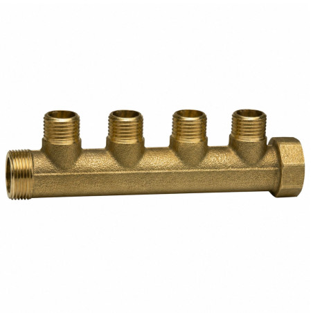 1 x Verdeelstuk 4 uitgangen 20x27 (3/4") mannelijk vrouwelijk Messing voor sanitaire installaties