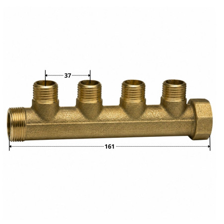 1 x Verdeelstuk 4 uitgangen 20x27 (3/4") mannelijk vrouwelijk Messing voor sanitaire installaties