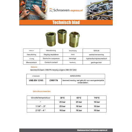 1 x Platte elleboogkoppeling 15x21 (1/2") mannelijk vrouwelijk Messing Figuur 97