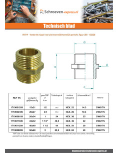Dubbelnippel platte verbinding AFBEELDING 280 Man / Man... 2