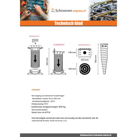 1 x Verstelbare funderingsmat HAPAX ROCK 140X700