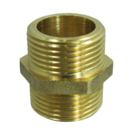 1 x Dubbelnippel platte verbinding AFBEELDING 280 Man / Man versterkt 20x27 (3/4") Messing