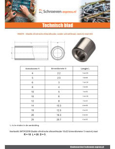Afstandbus cilindrisch glad 10X30 diameter binnen 5 RVS 2