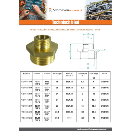 1 x Verkleinde tepelfiguur 245 Man / Man 15x21 (1/2") X 26x34 (1") Messing