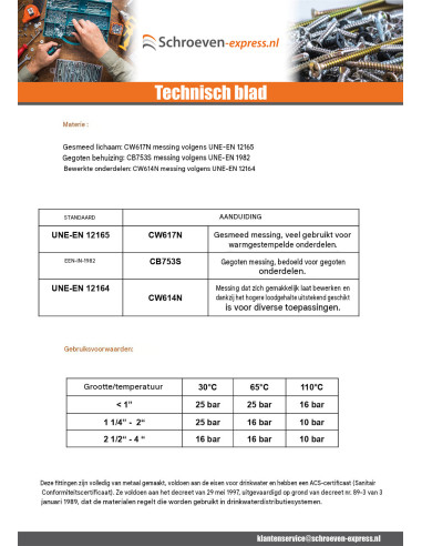 1 x Mannelijke stekker Figuur 290 26x34 (1")...