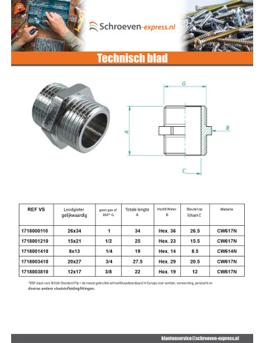1 x Dubbelnippel AFBEELDING 280 Man / Man 50x60...