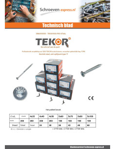 TEKOR PAK PRO 1200 Schroeven gefreesde kop kartel TORX... 2