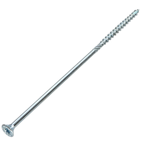 1 x Frameschroef TEKOR gefreesde kop kartel TORX T40 8X340 bedraad op 80 anti-splijtpunt type 17 cut Wit verzinkt staal