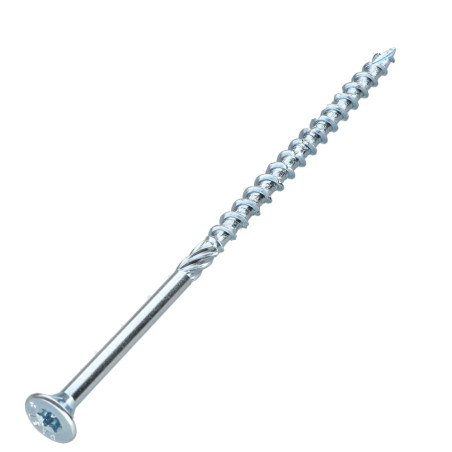1 x Frameschroef TEKOR gefreesde kop kartel TORX T40 10X120 bedraad op 80 anti-splijtpunt type 17 cut Wit verzinkt staal
