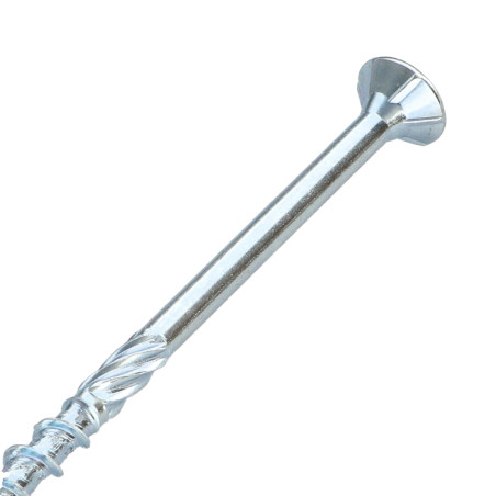 1 x Frameschroef TEKOR gefreesde kop kartel TORX T40 10X120 bedraad op 80 anti-splijtpunt type 17 cut Wit verzinkt staal