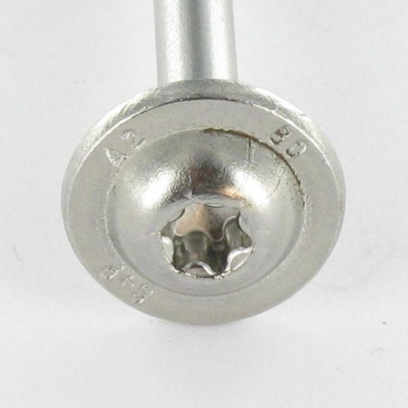 1 x Houtconstructieschroef schrijfkop RVS A2 3x30 bedraad op 18 TORX T10 kopdiameter 9