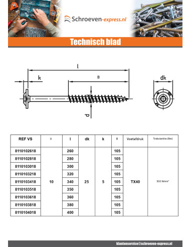 1 x Houtconstructieschroef schrijfkop RVS A2...