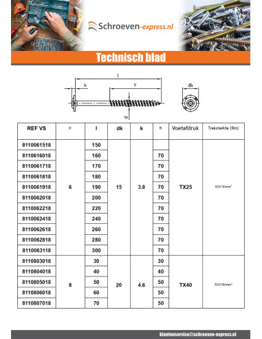 1 x Houtconstructieschroef schrijfkop RVS A2...