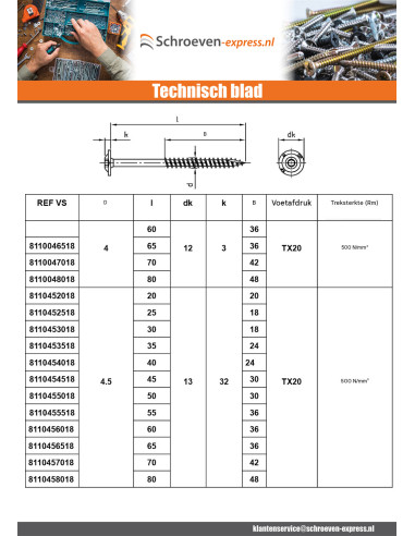 1 x Houtconstructieschroef schrijfkop RVS A2...
