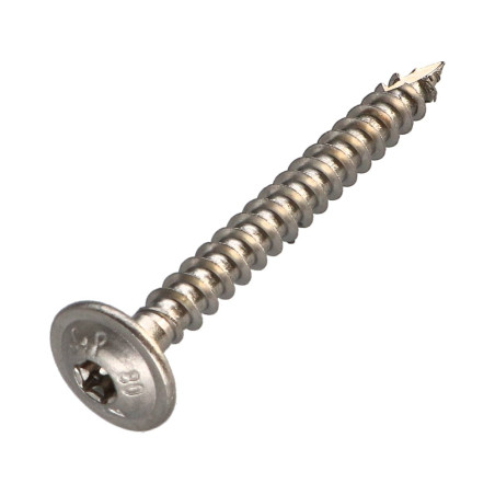 1 x Houtconstructieschroef schrijfkop RVS A2 8X70 bedraad op 50 TORX T40 kopdiameter 20