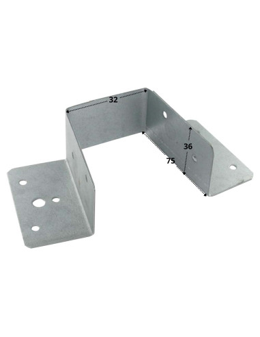 1 x Balkdrager U-vormig balksteun 32X75 sendzimir