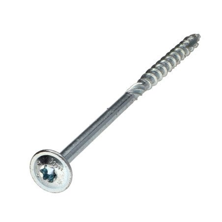 1 x TEKOR houtschroeven schijfkop TORX T30 anti-splijtpunt type 17 cut 6X140 gedeeltelijke draad Wit verzinkt staal