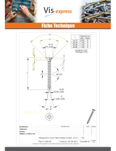 1 x Agglo houtschroeven gefreesde kop TORX T25...