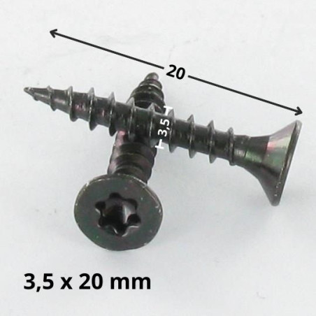 1 x Agglo houtschroeven gefreesde kop TORX T15 3,5X20 Zwart gegalvaniseerd staal